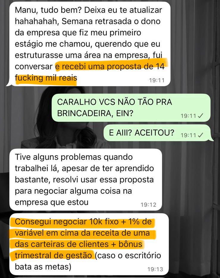 Aluna recebeu proposta externa de R$14k e usou para negociar internamente