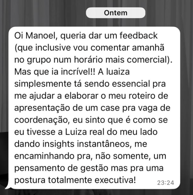 Depoimento de aluna sobre a LuAIZA